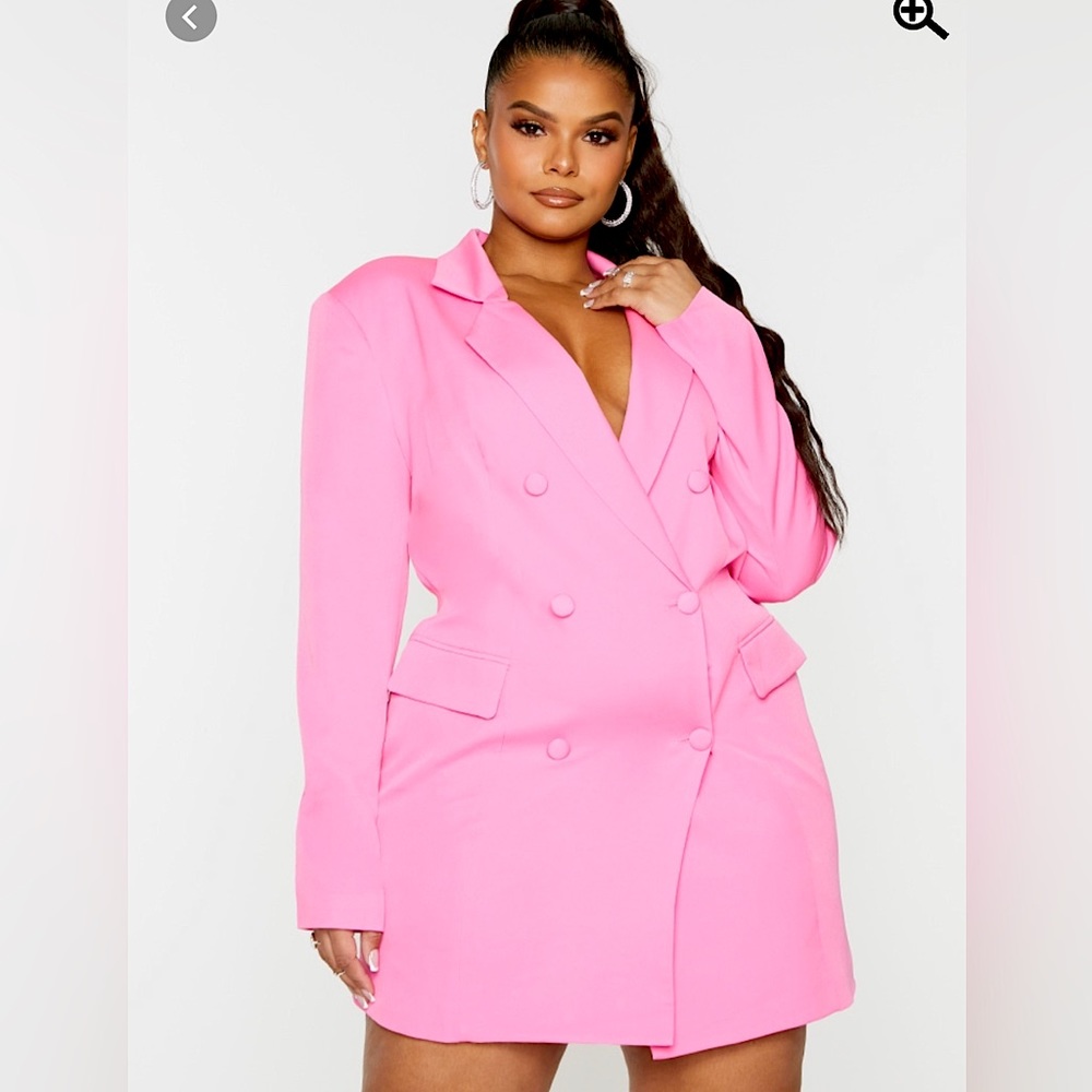 PRETTYLITTLETHING PINK BLAZER DRESS ( plus size)